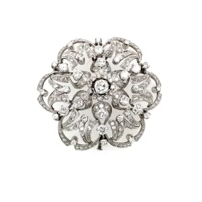 Estate Italian 5.50 Carat Diamond Gold Brooch