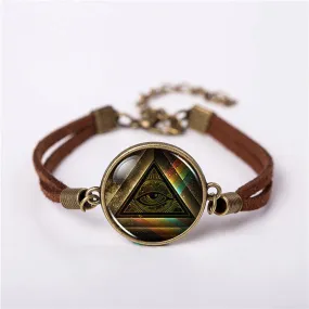 Eye Of Providence Bracelet - Brown Leather