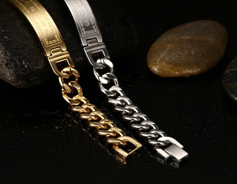 Fashion men jewelry 18K gold plated bracelets bangles jesus cross stainless steel personalized charm man gifts