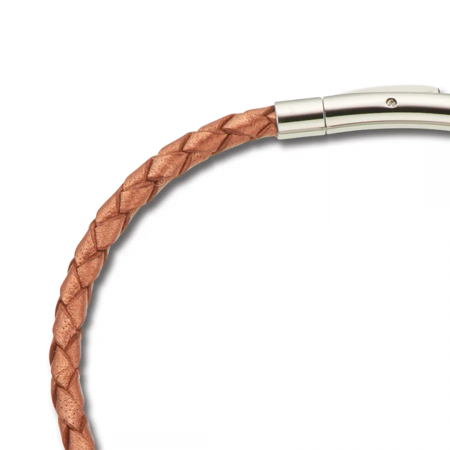 Fine Leather Braided Bracelet - Copper