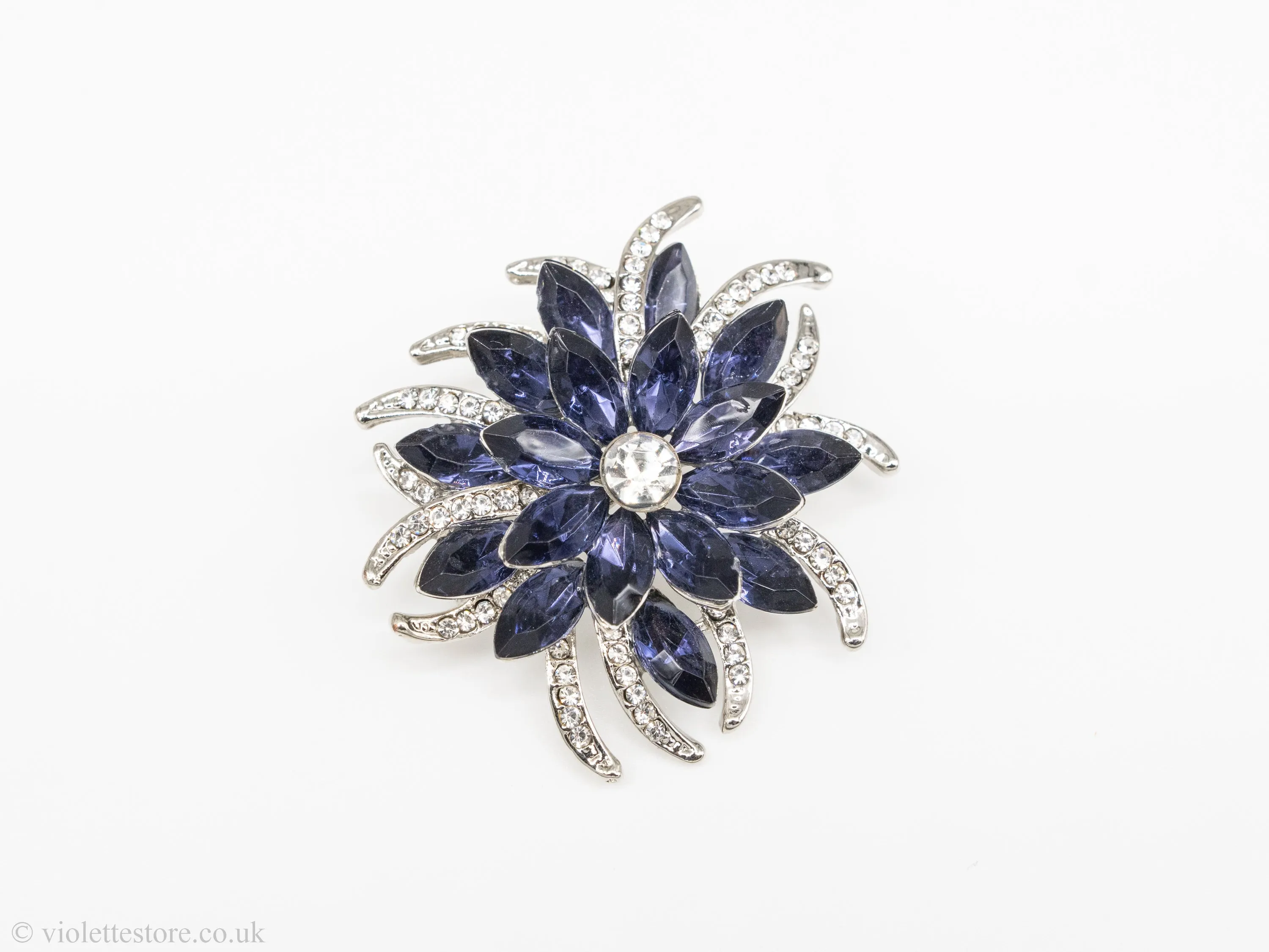 Flower Blue Crystal Brooch