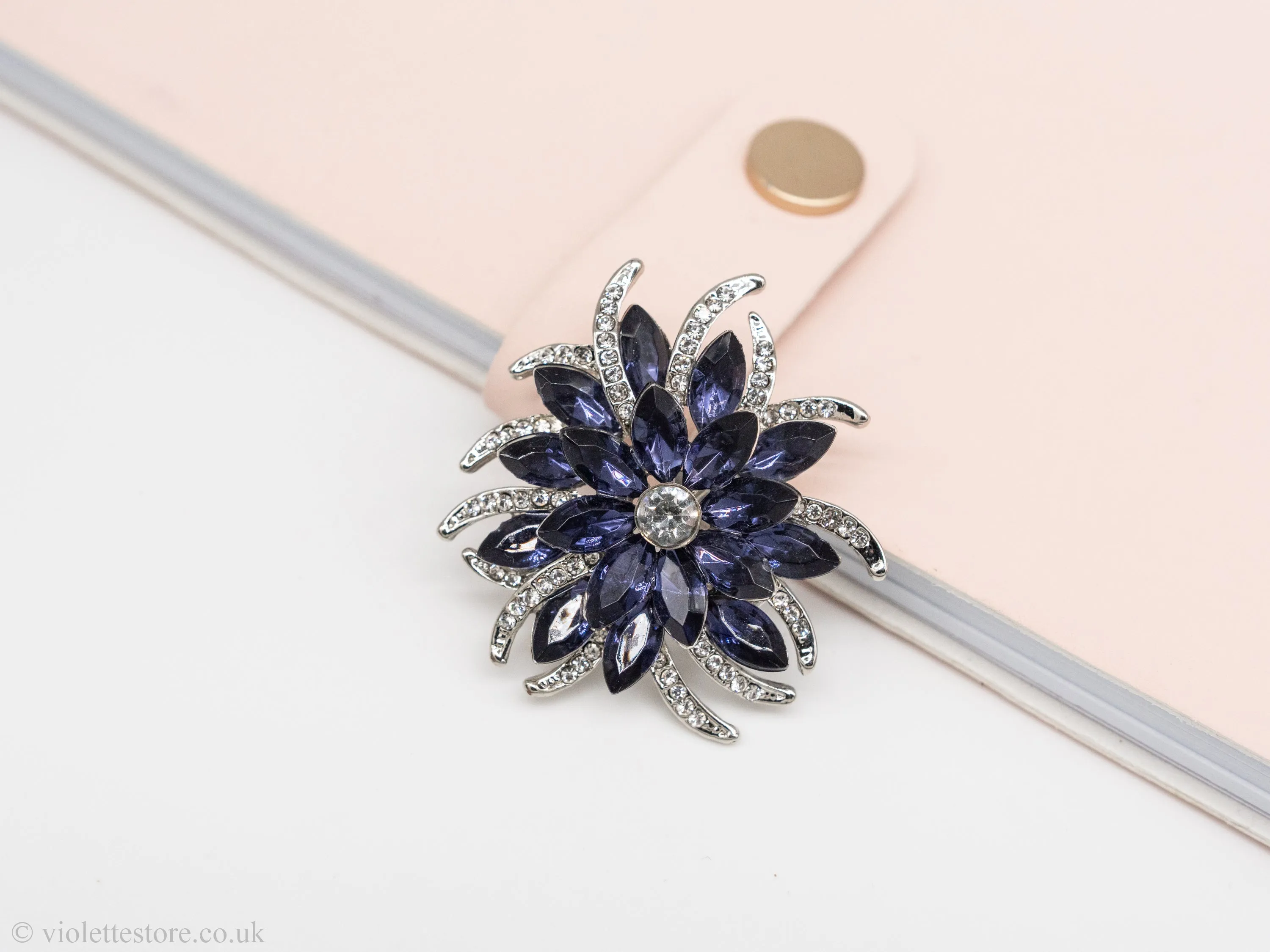 Flower Blue Crystal Brooch