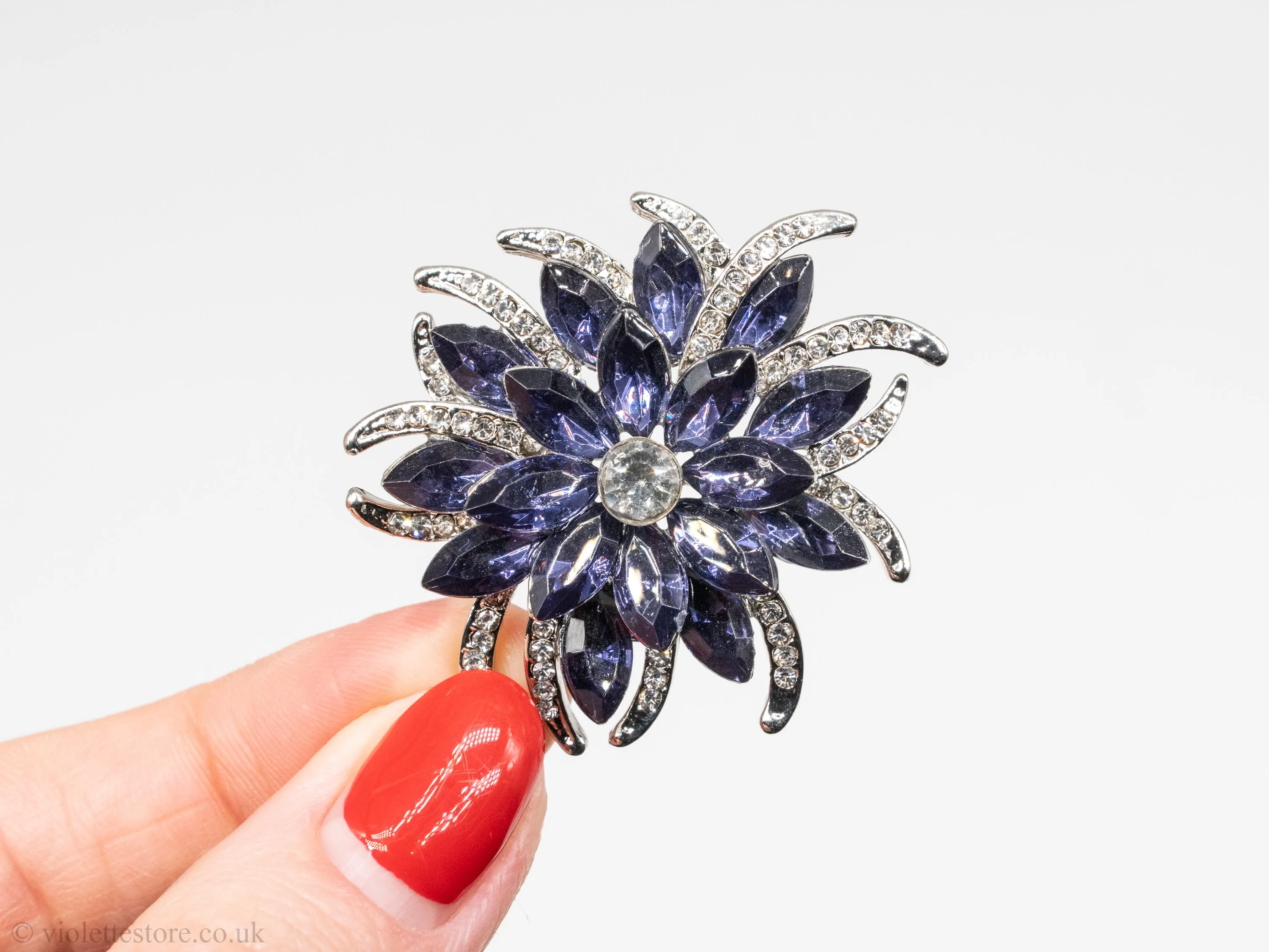 Flower Blue Crystal Brooch