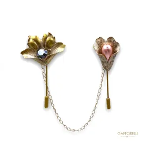 Flower Brooches with Pendant Chain A160 - Gafforelli Srl