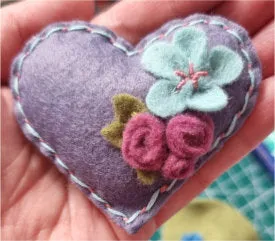 Flower Heart Felt Brooches - by Lucy Jackson