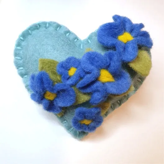 Flower Heart Felt Brooches - by Lucy Jackson