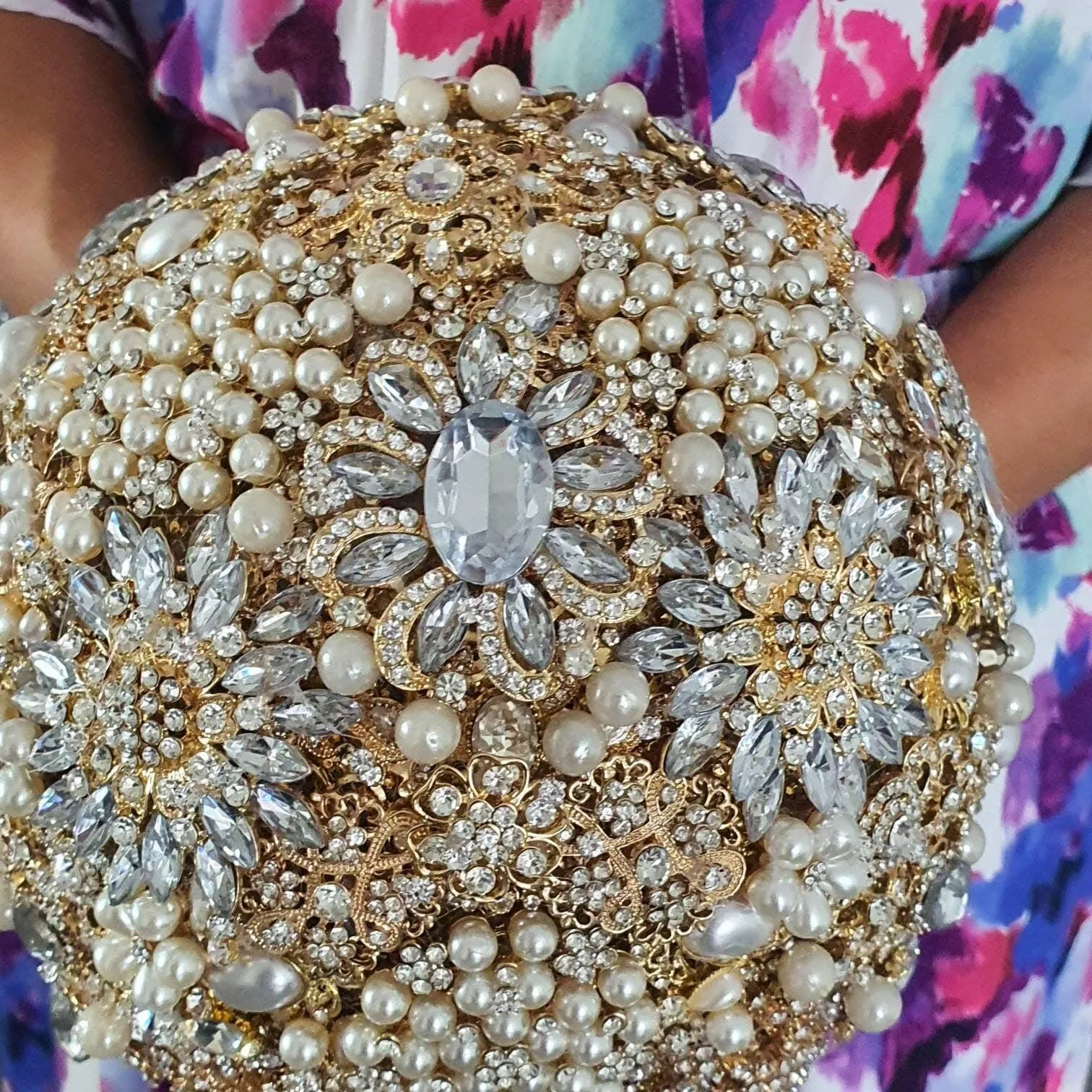 Gold Brooch bouquet, jewel bouquet, Full jeweled bouquets. by Crystal wedding uk