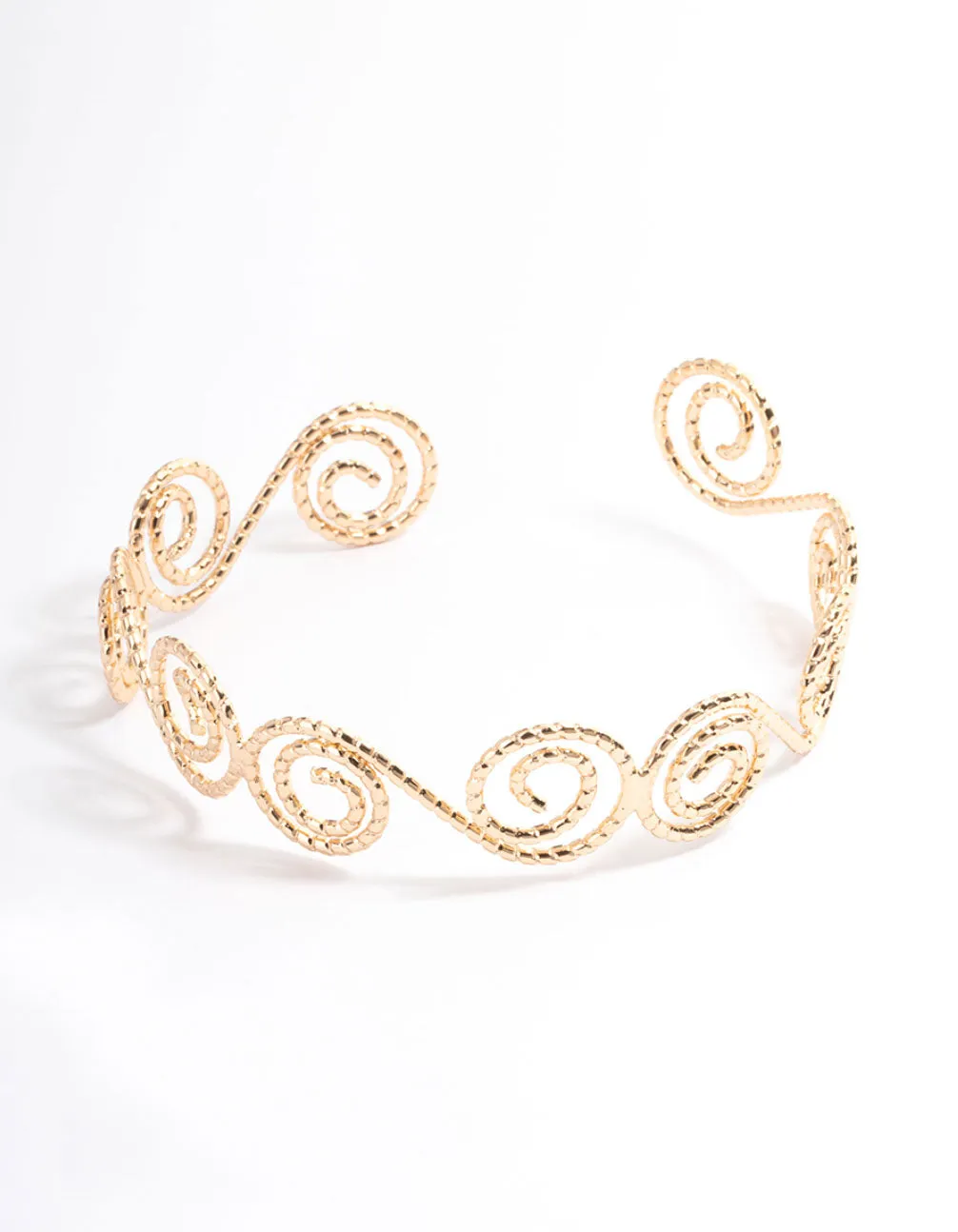 Gold Hammered Spiral Bangle Arm Cuff