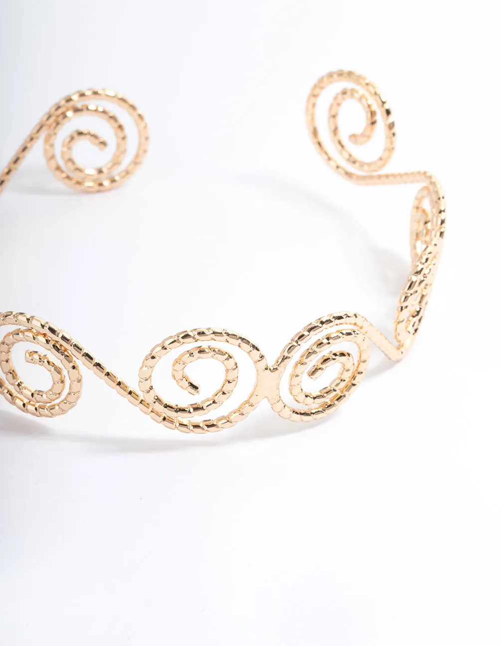 Gold Hammered Spiral Bangle Arm Cuff