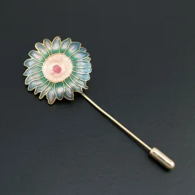 Gold-plated Chinese Cloisonne Sunflower Brooch