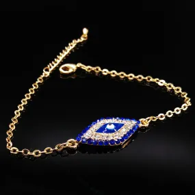 Gold Plated Evil Eye Bracelets & Bangles For Women Turkish Lucky Eye Blue Crystal  pulseira B610142