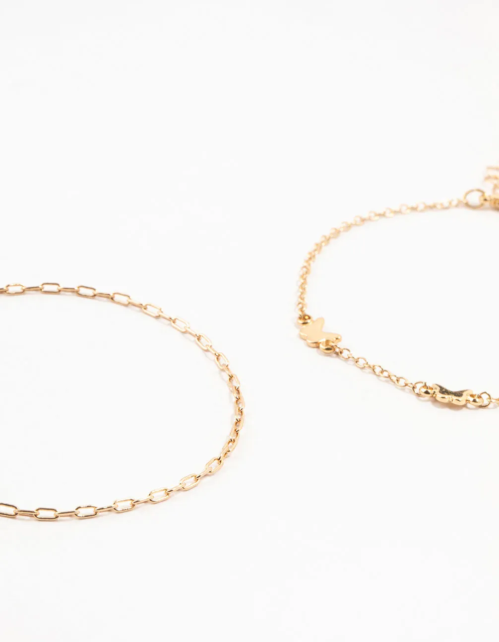 Gold Station Butterfly Anklets 4-Pack