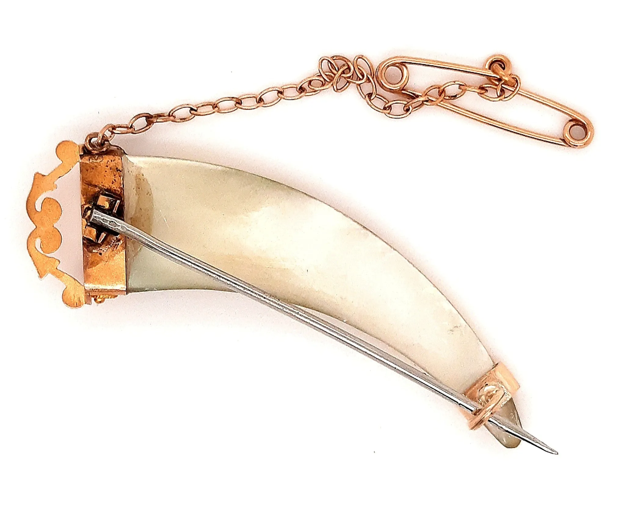 Handmade 9ct Yellow Gold Mother of Pearl Brooch