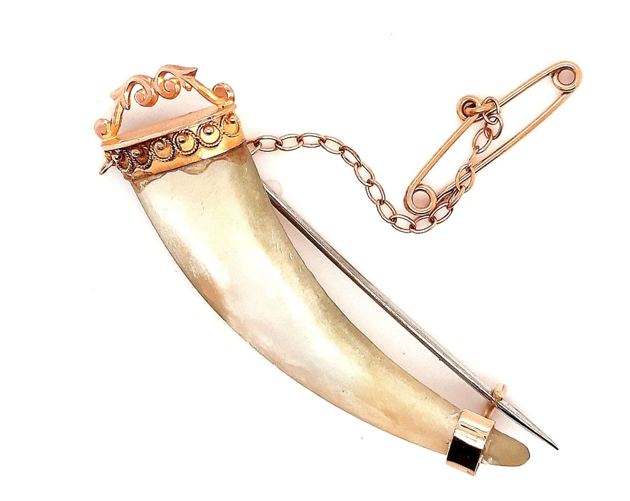 Handmade 9ct Yellow Gold Mother of Pearl Brooch