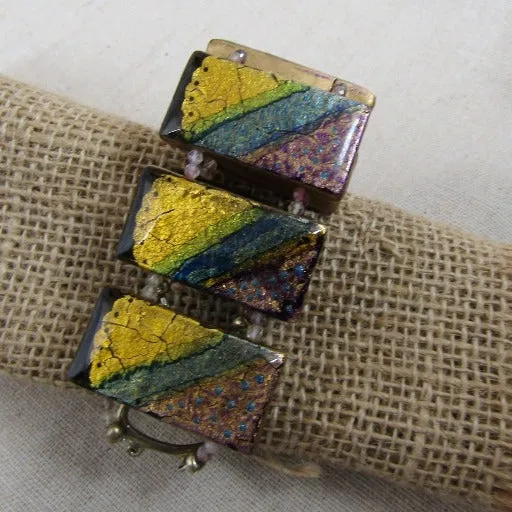 Handmade Wide Gold & Purple Cuff Big Bracelet