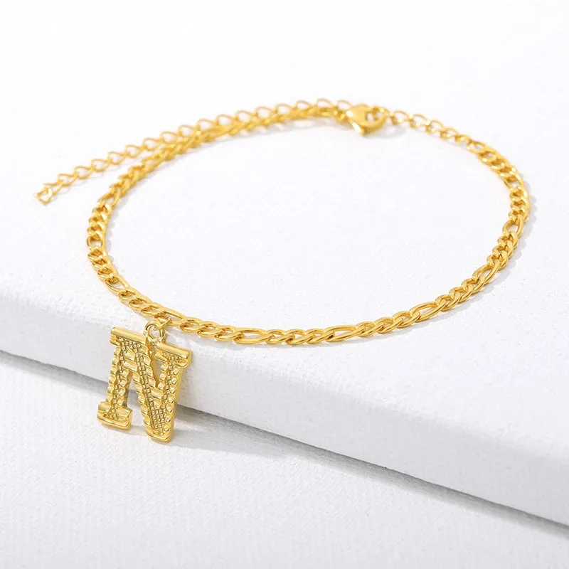 Initial Gold Letter Anklet Alphabet Pendants Jewelry