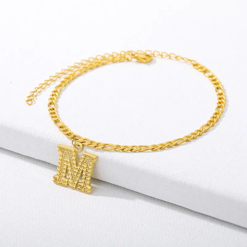 Initial Gold Letter Anklet Alphabet Pendants Jewelry