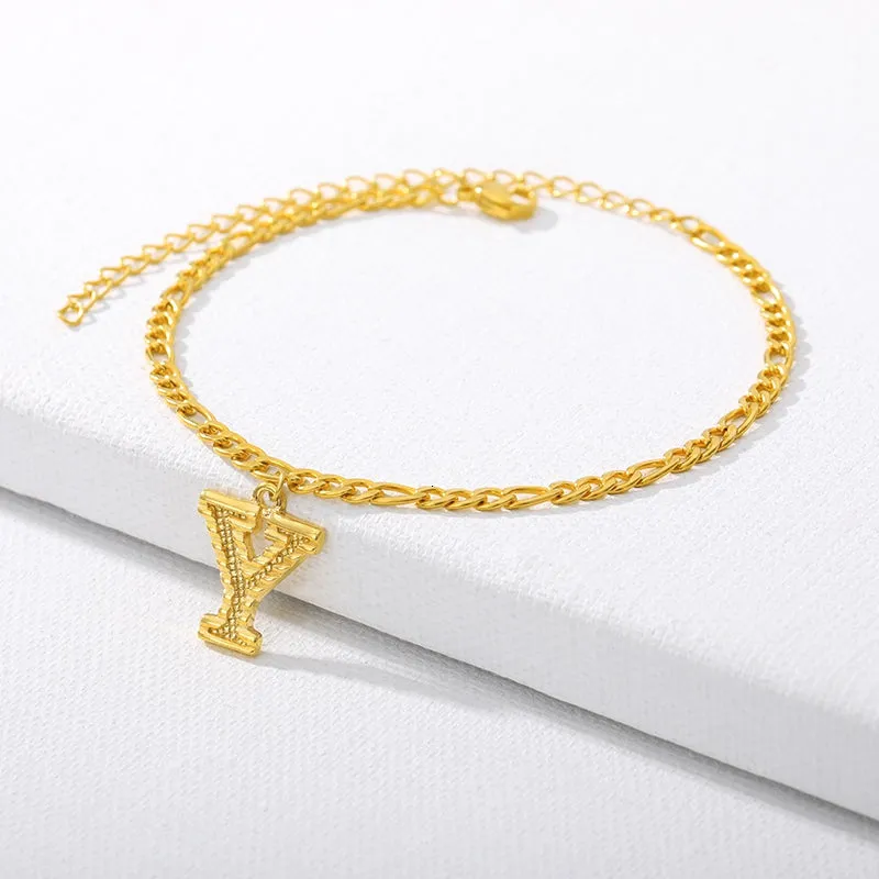 Initial Gold Letter Anklet Alphabet Pendants Jewelry