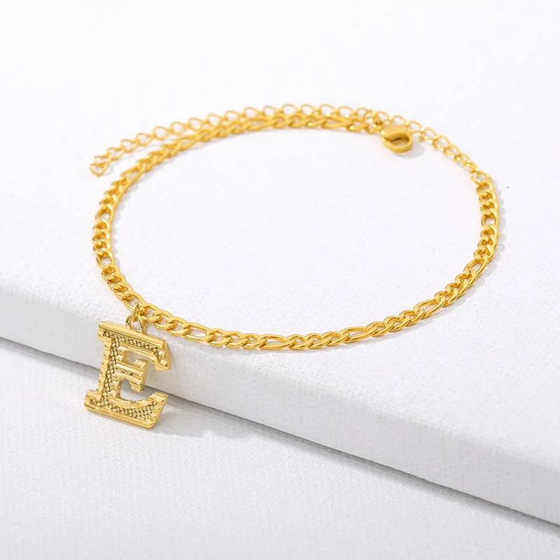 Initial Gold Letter Anklet Alphabet Pendants Jewelry