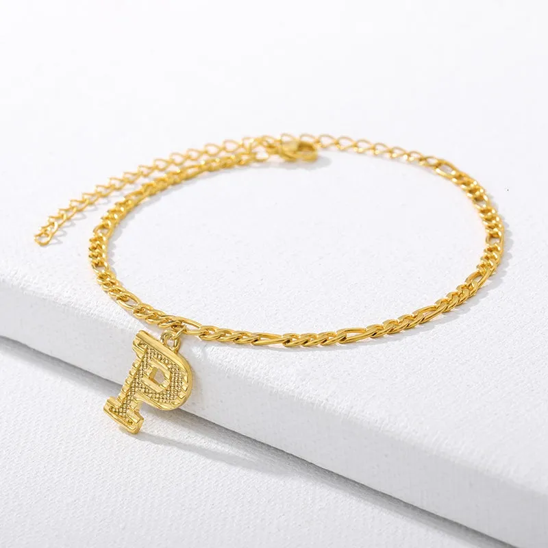 Initial Gold Letter Anklet Alphabet Pendants Jewelry