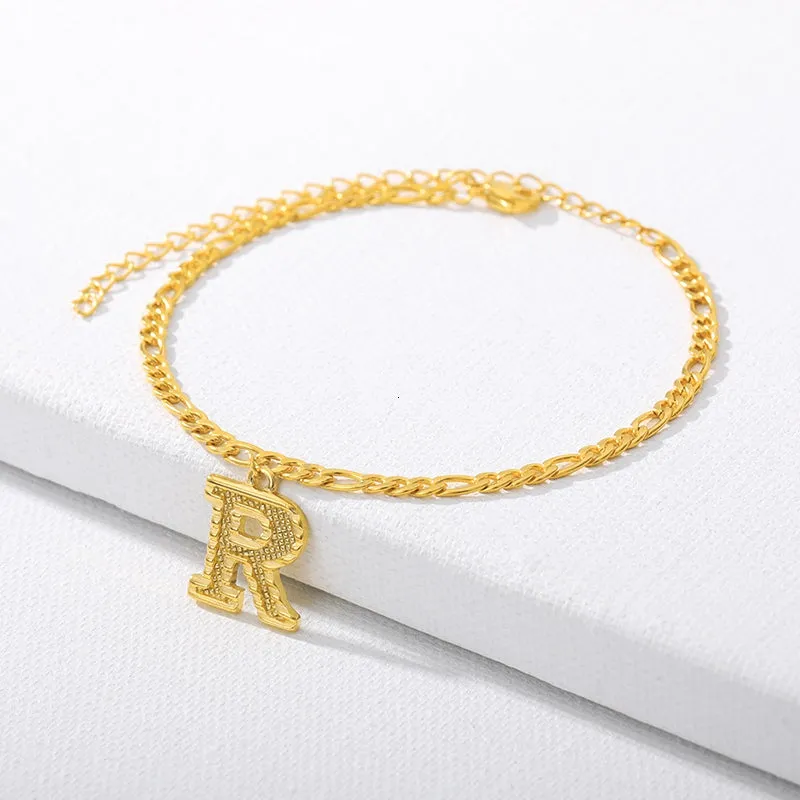 Initial Gold Letter Anklet Alphabet Pendants Jewelry