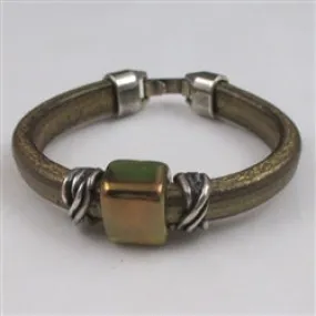 Iridescent Gold Leather Cord Bracelet for a Woman