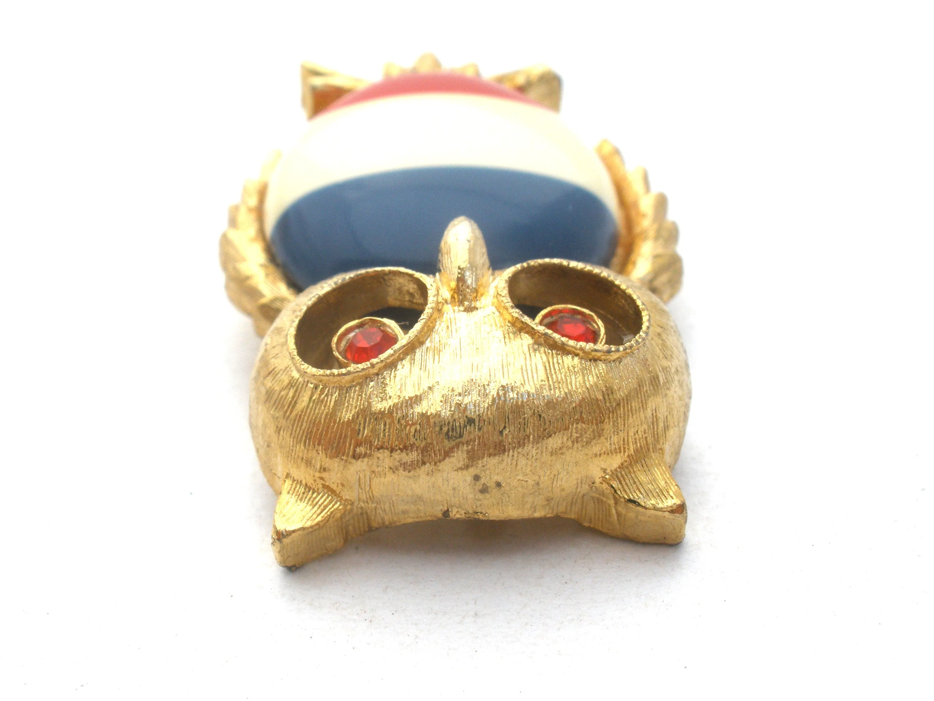 JJ Red White & Blue Owl Brooch Pin Vintage