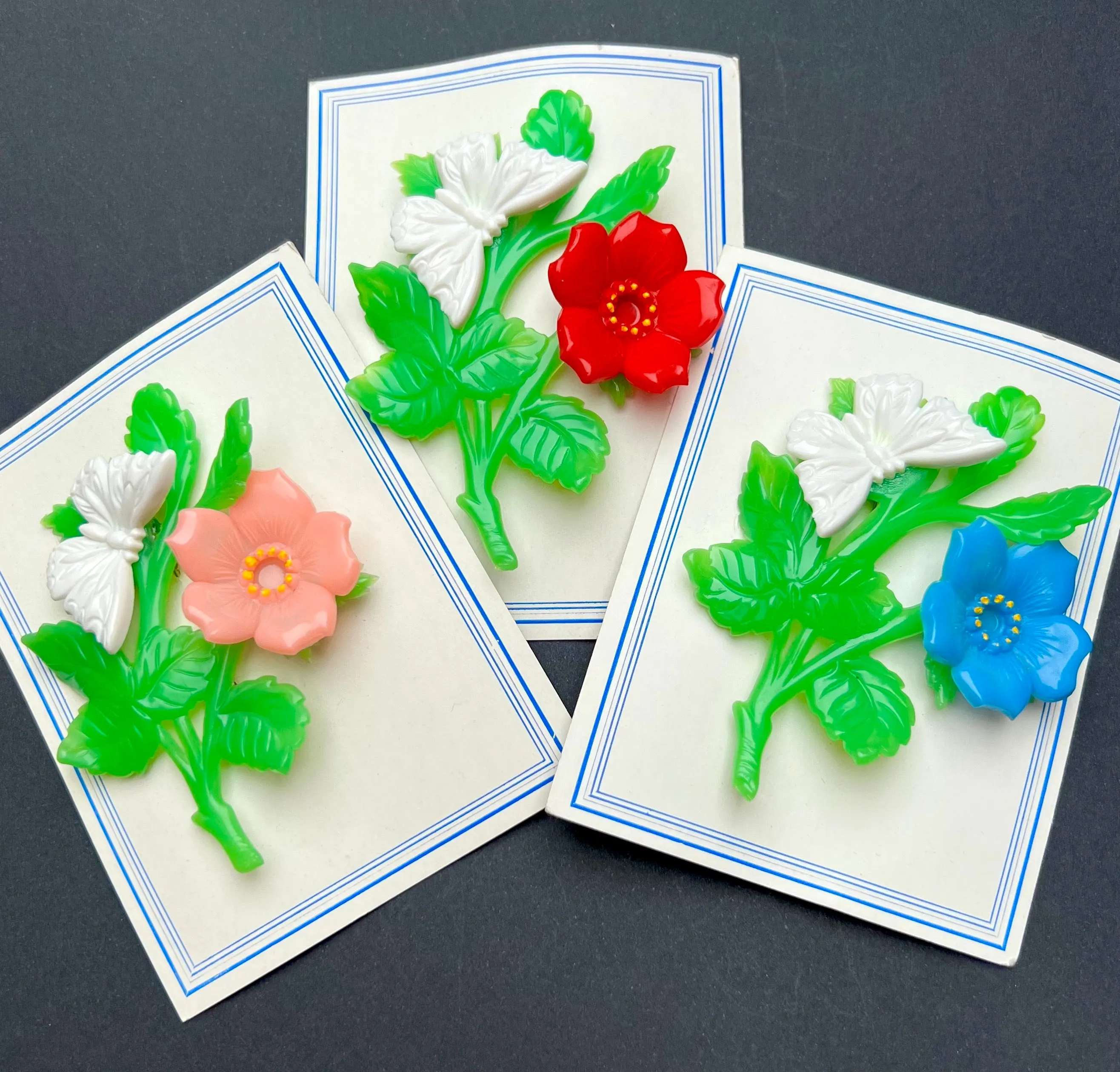 Joyful 1950s Flower and Butterfly Brooches