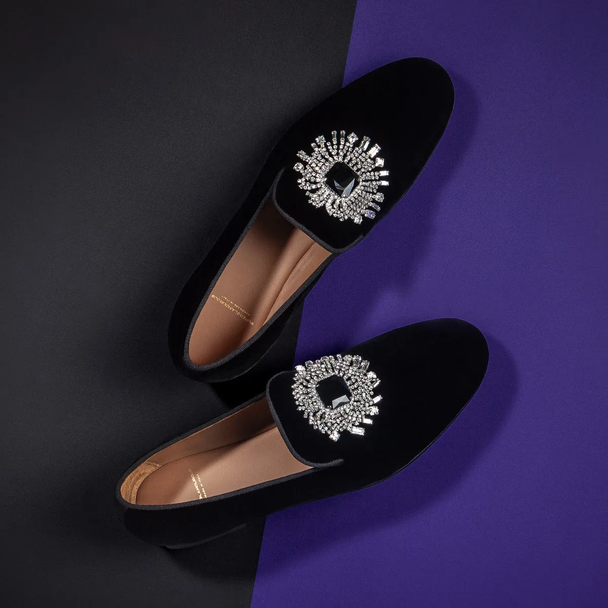 JUPITER VELOUR BLACK SLIPPERS