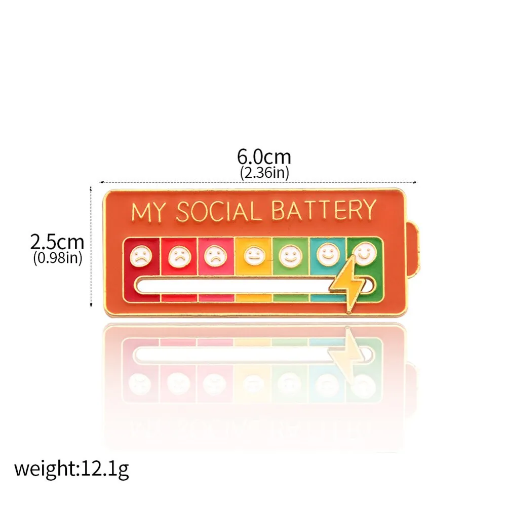 Kawaii Social Battery Lapel Pin