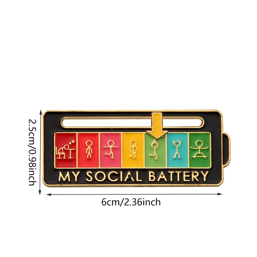 Kawaii Social Battery Lapel Pin