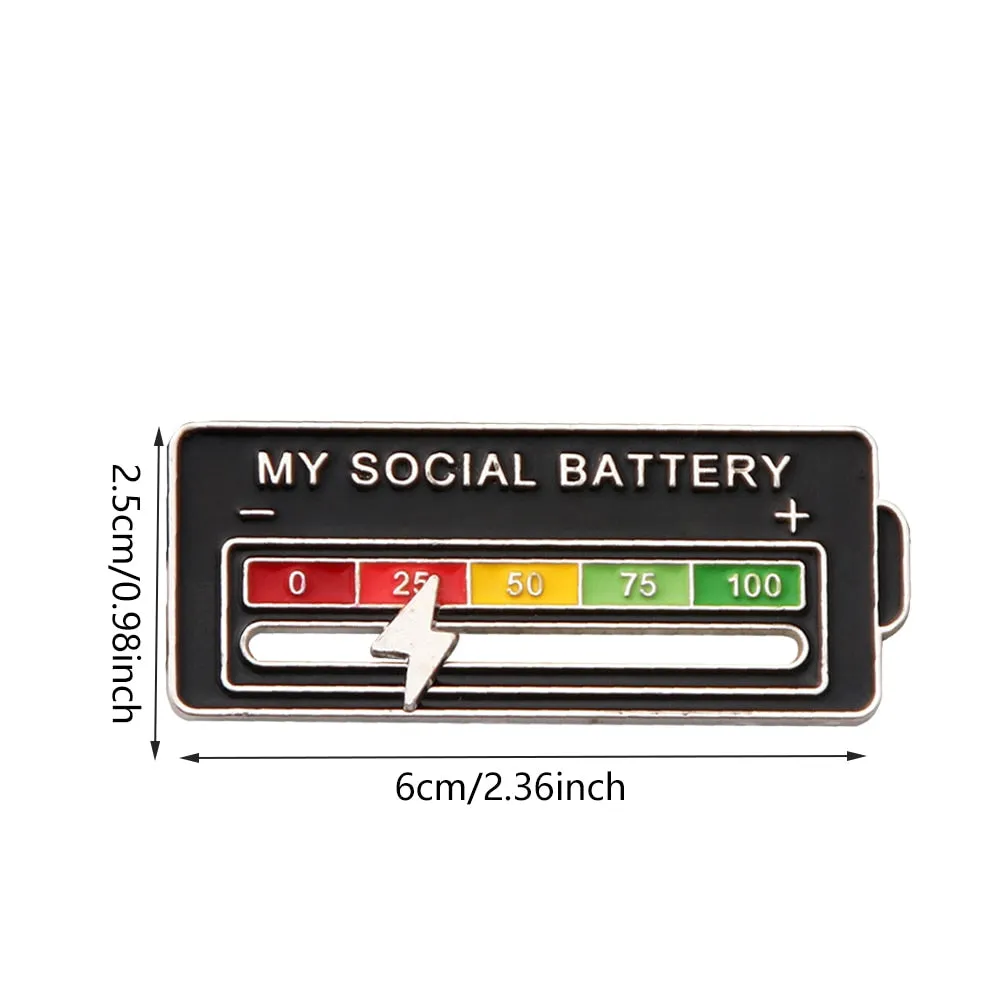 Kawaii Social Battery Lapel Pin