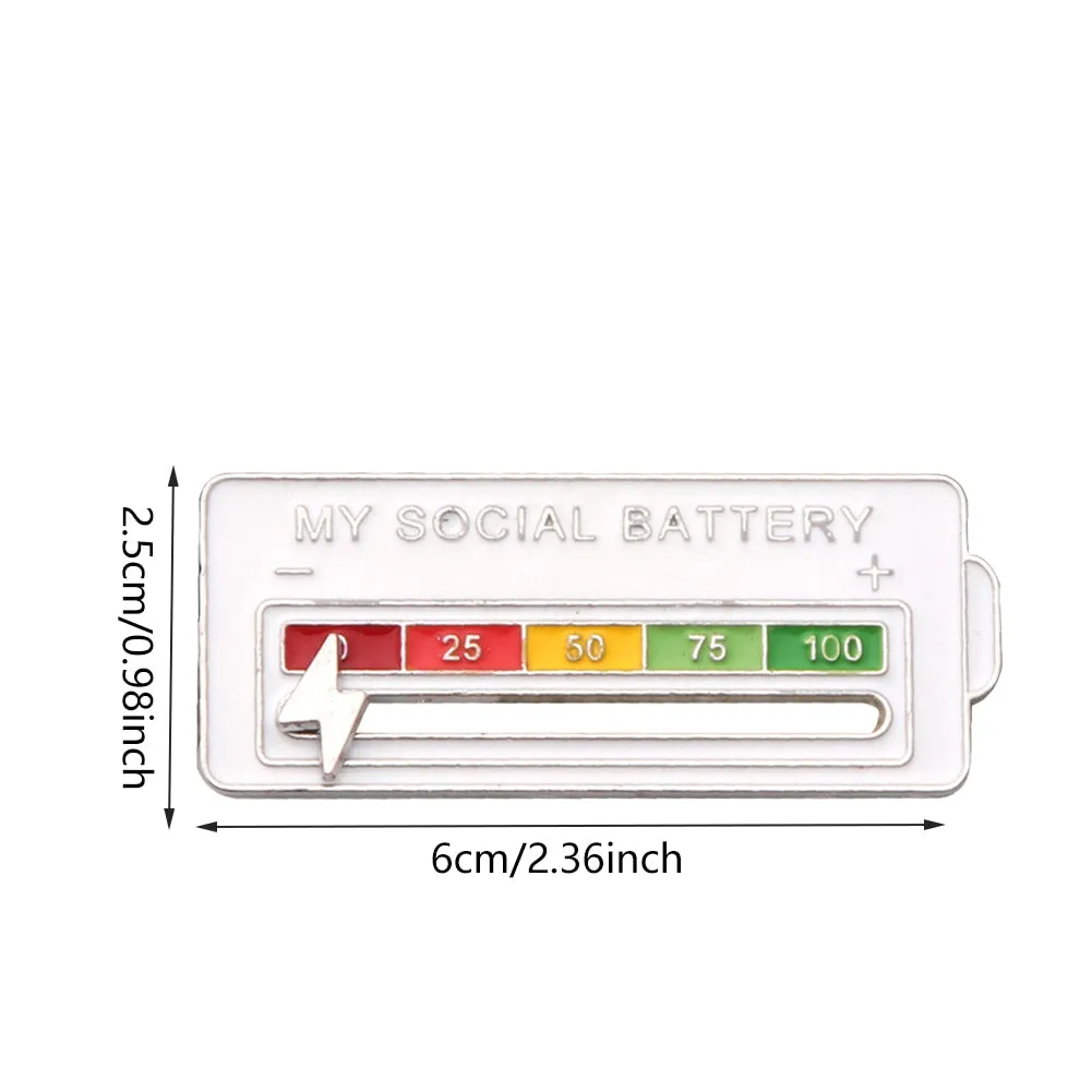 Kawaii Social Battery Lapel Pin