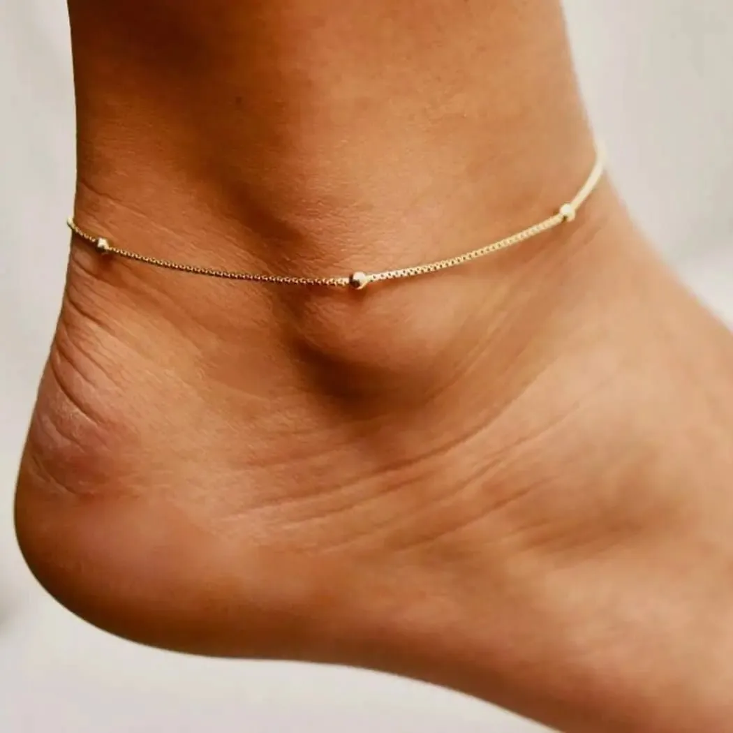 Kyerlyn Gold Bead Anklets