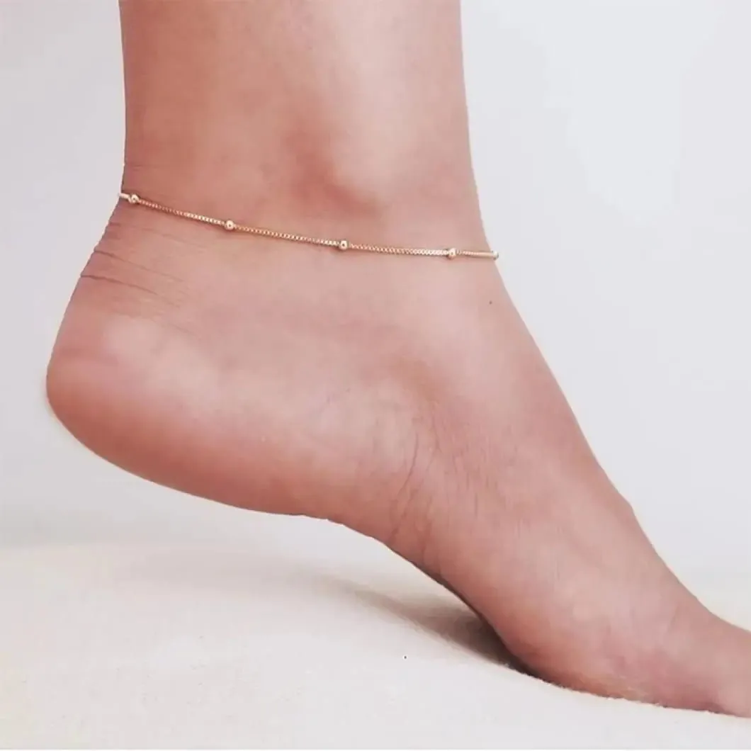 Kyerlyn Gold Bead Anklets