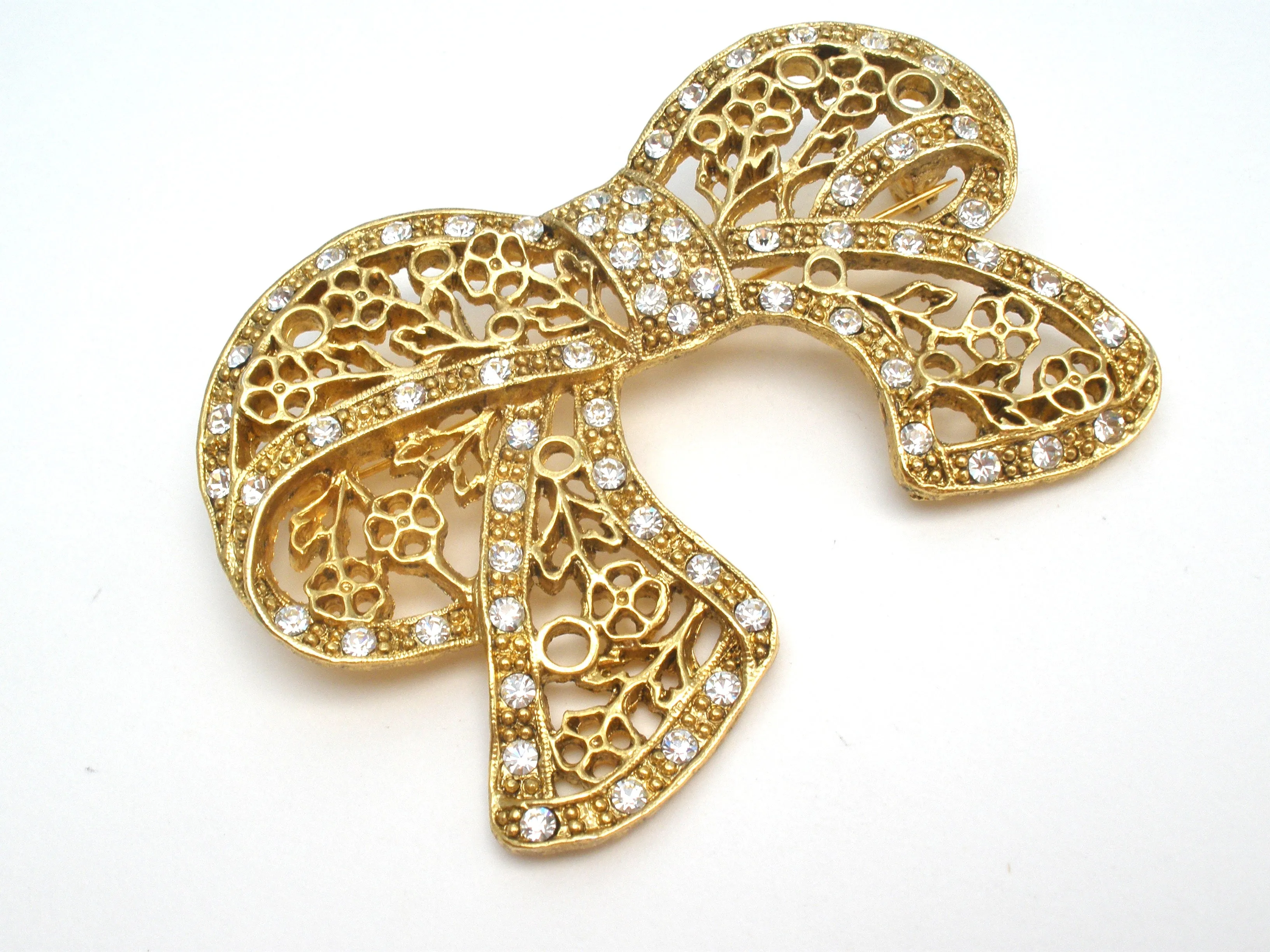 Large 1928 Co Rhinestone Bow Brooch Vintage