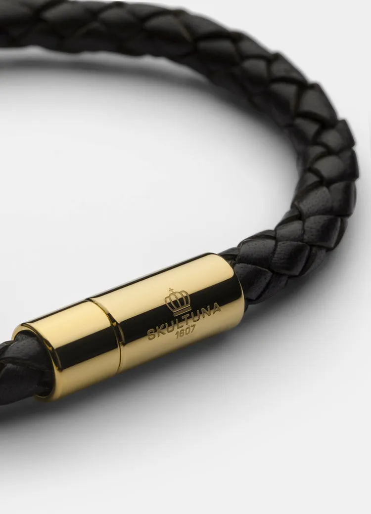 Leather Bracelet | 6mm | Gold | Black