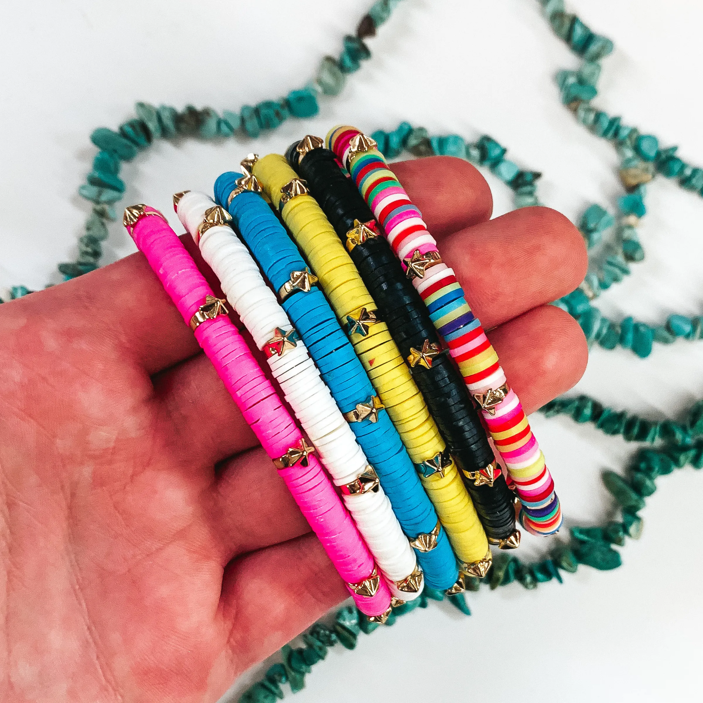 Lost in Paradise Disc Bead Bracelet in White