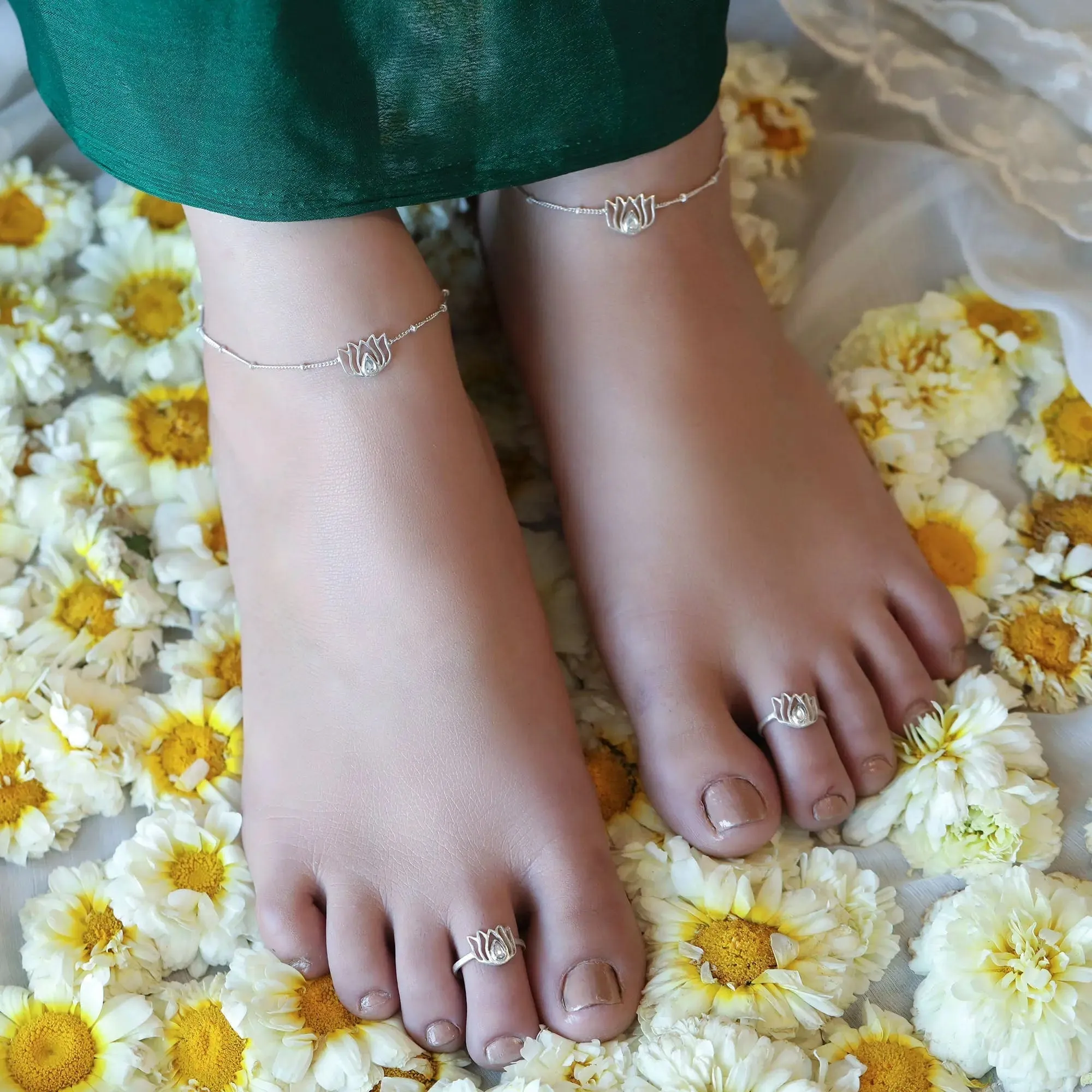 Lotus Silver 92.5 Anklet