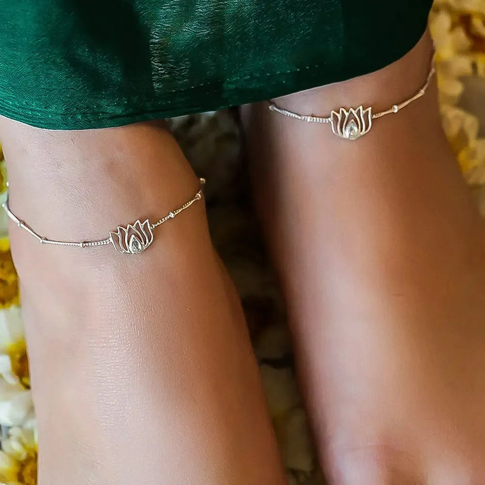 Lotus Silver 92.5 Anklet