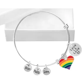 Love Is Love Rainbow Heart Retractable Charm Bracelets