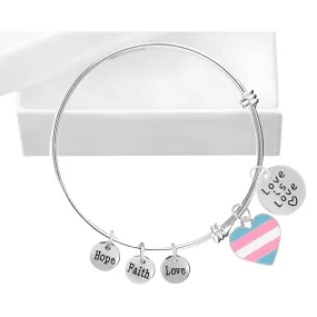 Love Is Love Transgender Heart Retractable Charm Bracelets