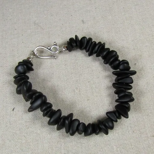 Man's Black Rustic Beaded  Bracelet