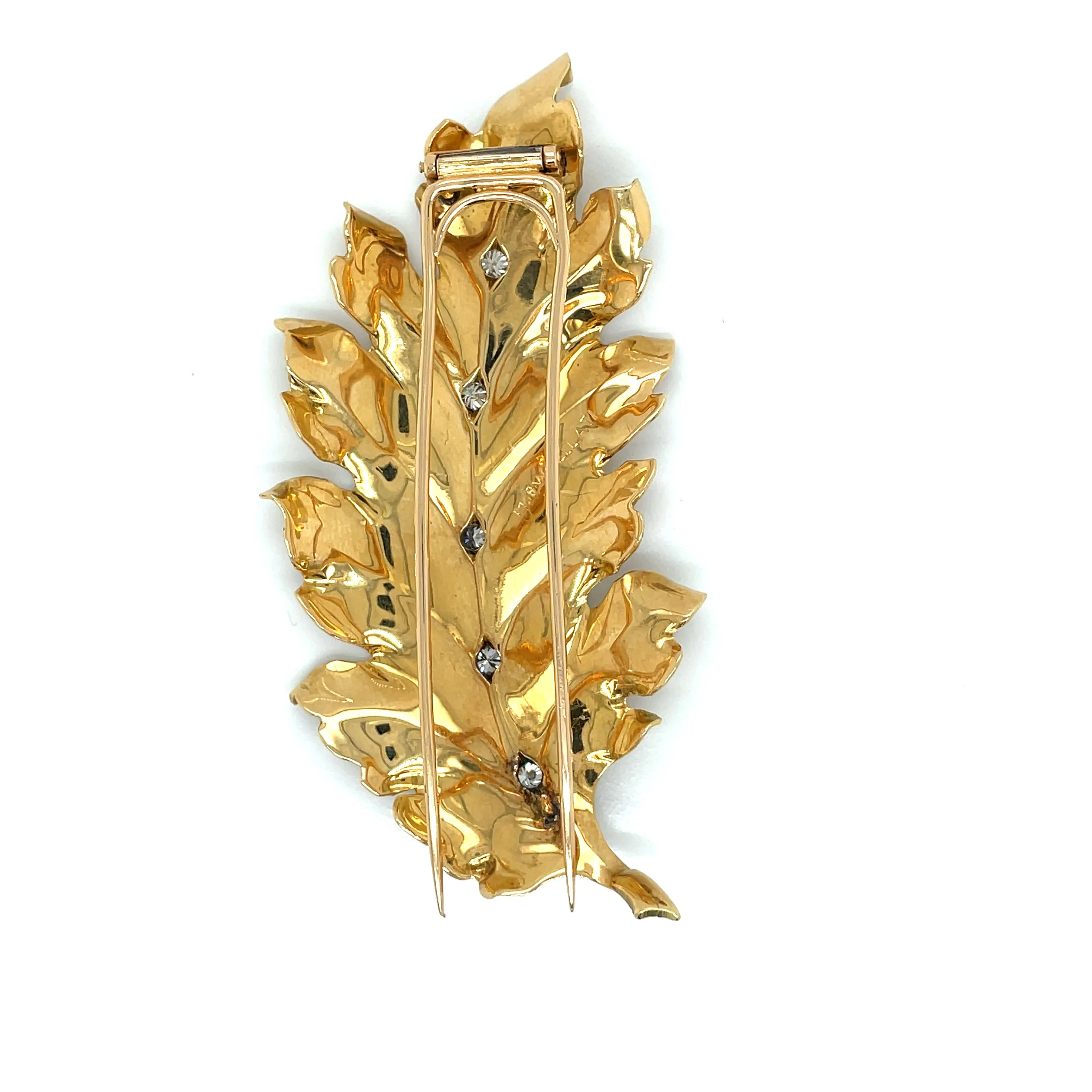 Mario Buccellati Leaf Diamond Gold Brooch