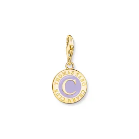 Member charm with violet cold enamel goldplated