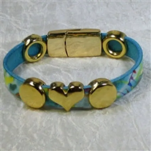 Multi-colored Blue Yellow Green Leather Bracelet for a Woman