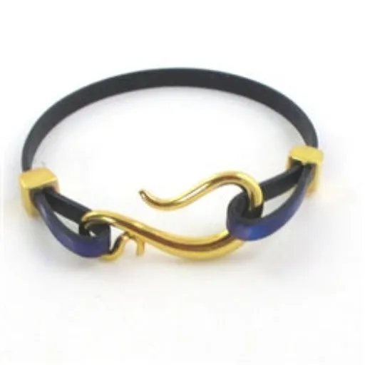 Narrow Leather Bracelet with Fish Hook Clasp