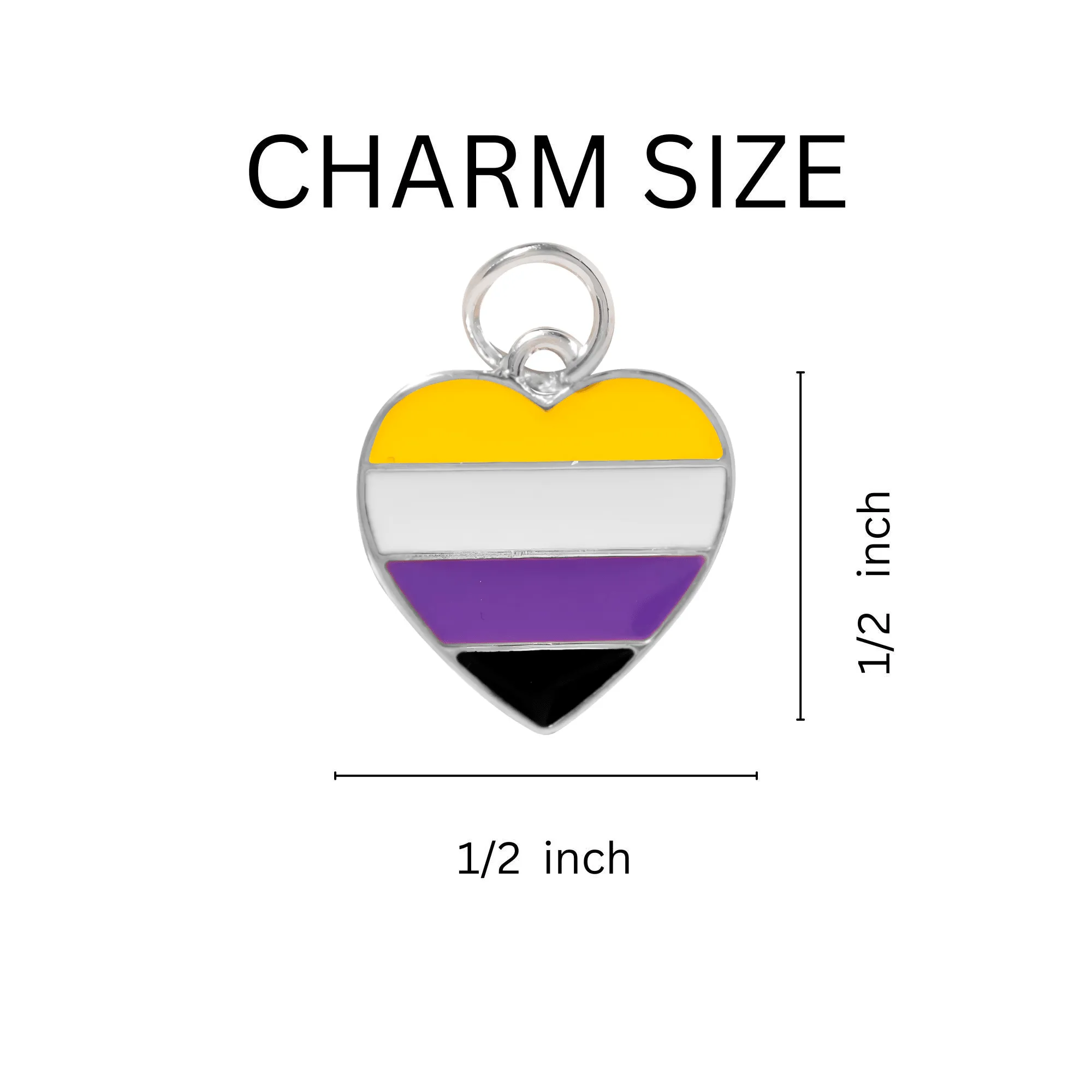 Nonbinary Heart Flag Charm Partial Beaded Bracelets