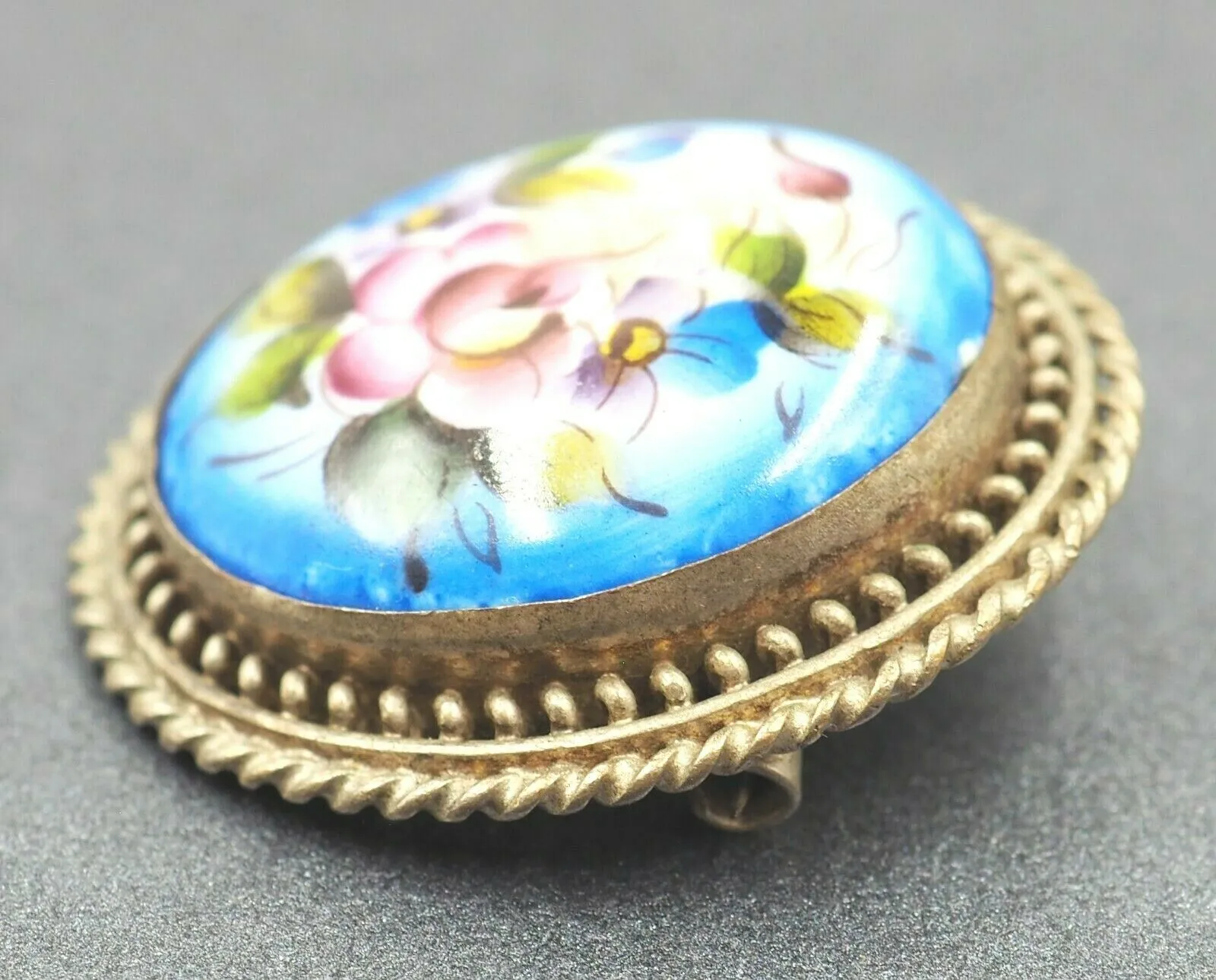 Painted Porcelain Brooch