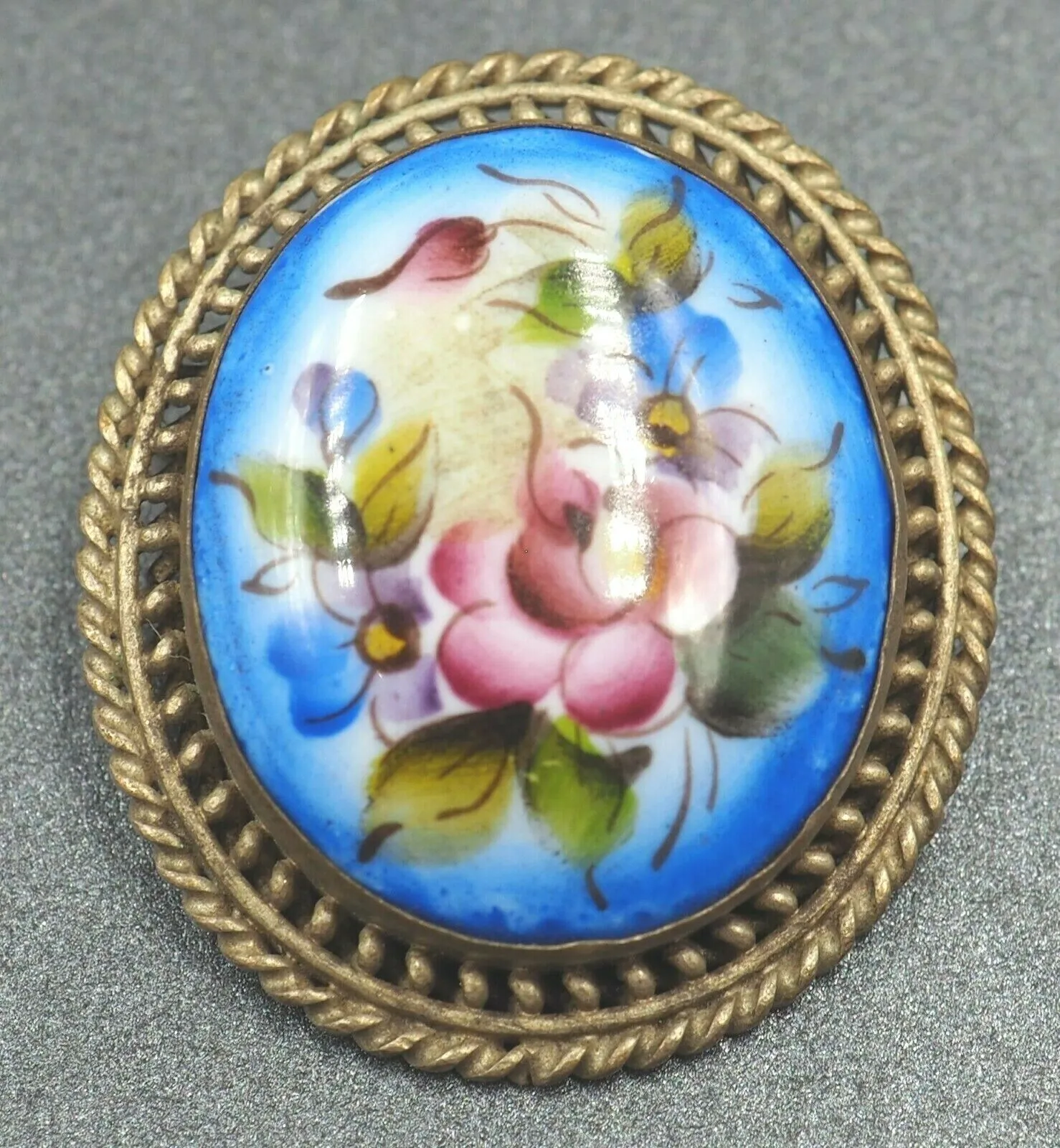 Painted Porcelain Brooch